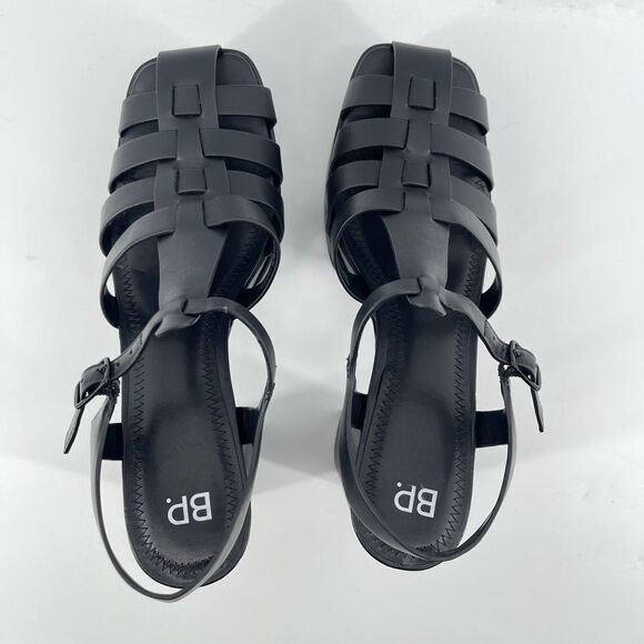 BP Amaya Black Faux Leather Fisherman Block Heel Platform Sandals Size 9.5 - Picture 7 of 16